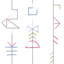 Charger l'image dans la galerie, Géométries du hasard portées par le fil. Coudées, enroulées, courbées, emboitées, fléchées, les formes suivent le fil d'une improvisation inspirée des cultures du monde. Loustic est un papier peint au graphisme piquant et décalé qui saura réveiller subtilement un décor contemporain mais aussi dialoguer avec l'univers léger et candide des chambres d'enfants.